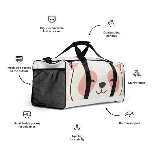 North Carry Co kawaii bear all-over print duffle bag - side view